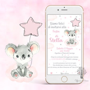 Invito digitale - BAMBINA invito whatsapp - Biglietto invito festa a tema-  Invito Nascita, Battesimo, compleanno, rosa, Inviti digitali
