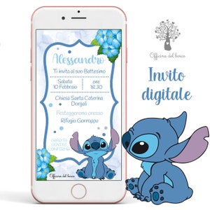 Invito cartone animato stitch festa primo compleanno, 2 anni, 3 anni, 4 anni e 5 anni, 6 anni Battesimo, compleanno, comunione, cresima
