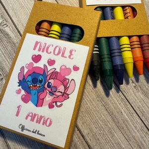 Pastelli a cera PERSONALIZZATi , Battesimo, festa di compleanno 6 pastelli, asilo, regalo bambini, colorare 2 anni, 3 anni, 4 anni, 5 anni