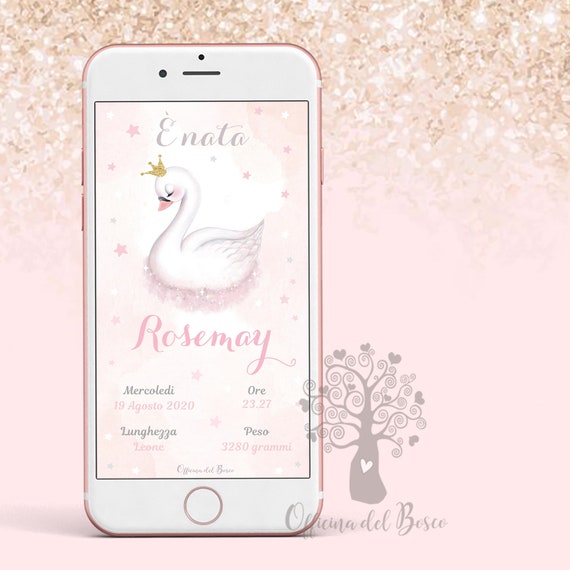 Buy Birth Announcement DIGITAL SWAN Whatsapp Birth Card Baby