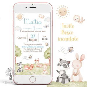 Invito digitale ANIMALI del BOSCO primavera, woodland invito festa, Primo compleanno, compleanno, Battesimo, compleanno, comunione, cresima