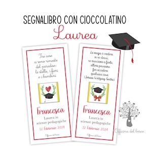 Segnalibro LAUREA con cioccolatino  o semplice, diploma, bomboniera, segnaposto, bomboniera laurea, regalo laurea, pedagogia, psicologia