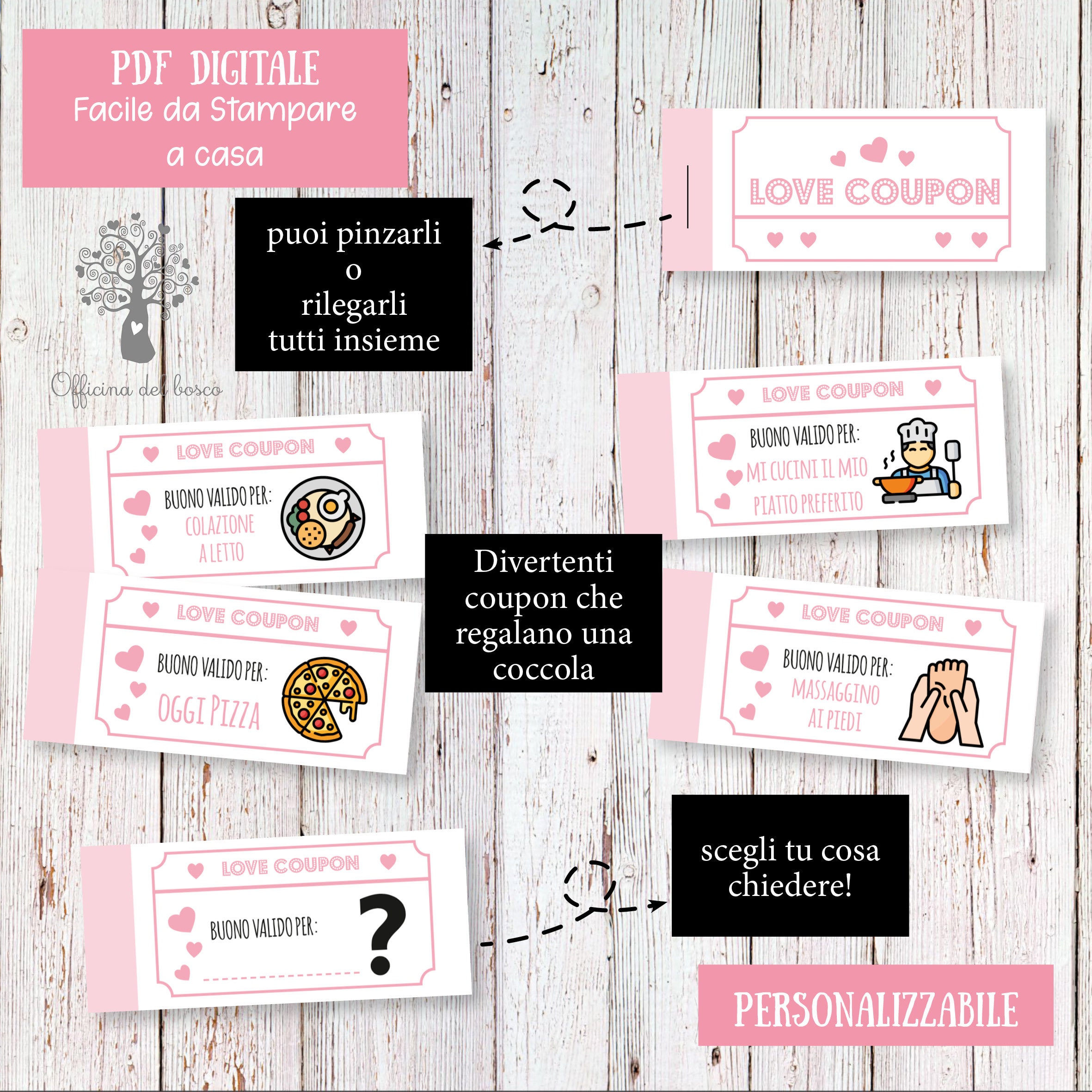 Love Coupon , 12 coupon pronti più 6 da compilare, buoni romantici,  anniversario di matrimonio, Idea Regalo di San Valentino, Natale -   Portugal