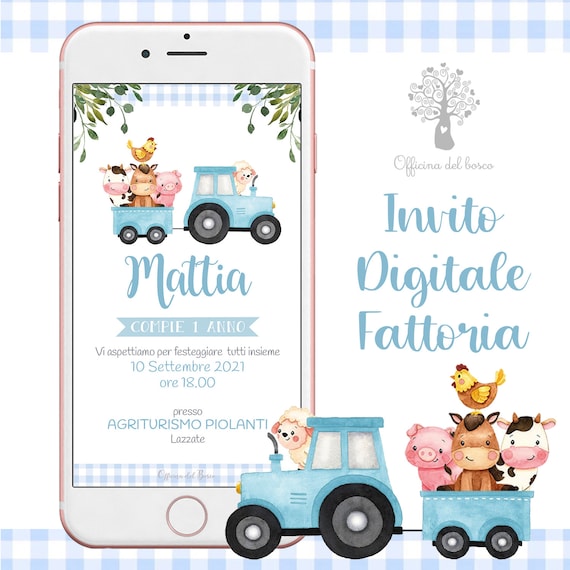 12X Biglietti Invito Compleanno Bambini Biglietti Invito Trattore