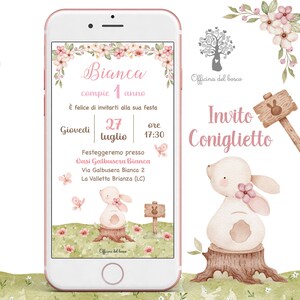 Invito digitale CONIGLIETTO, primavera, battesimo, compleanno, comunione, bambino, bambina, invito digitale, invito compleanno, pasqua