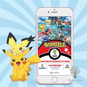 Invito Festa BAMBINO Pokemon, pikachu, invito festa, 2 anni, 3 anni, 4 anni e 5 anni, 6 anni, 7 anni compleanno, comunione