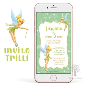 Invito Fatina TRILLI festa 1 anno, 2 anni, 3 anni, 4 anni e 5 anni, 6 anni Battesimo, compleanno, comunione, cresima bambina
