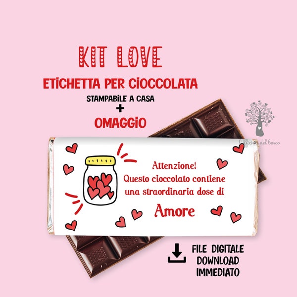 KIT LOVE   Etichetta Barretta Cioccolata DIGITALE cioccolatini, coppia, san valentino, innamorati anniversario , fidanzato fidanzata, Natale