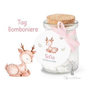 BIGLIETTO bomboniera - Tag rotondo - NO VASETTO rosa, elefantino, orsetto, azzurro, nascita bambino bambina, battesimo, primo compleanno,