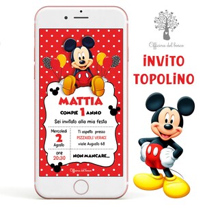 Invito DIGITALE  TOPOLINO invito festa personalizzabile  invito festa party kit, Battesimo, compleanno, comunione, cresima