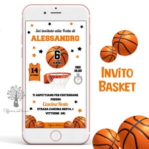 Invito DIGITALE BASKET, Calcio,  tennis,  Invito compleanno 2 anni, 3 anni, 4 anni, 5 anni, 6 anni, whatsapp, compleanno, comunione, cresima