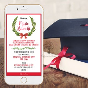Invito festa di laurea - invito laurea - tag bomboniera laurea, invito digitale, laurea regalo, laurea economia, medicina