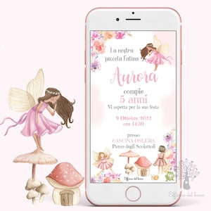 Invito Digitale Fate, FATINA invito festa DIGITALE whatsapp, 1 anno, 2 anni, 3 anni, 4 anni, 5 anni Battesimo, compleanno, comunione