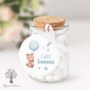 BIGLIETTO bomboniera - Tag rotondo è nato - NO VASETTO rosa e azzurro, nascita bambino - baby personalizzabili - bomboniera per battesimo