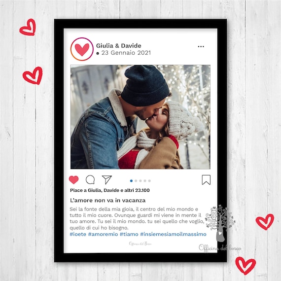 Picture With Polaroid Instagram Photo Poster Printable Picture Personalized  Gift Idea Valentine's Day, Lovers, Wedding 