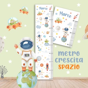 stampa METRO CRESCITA Spazio Astronauta da parete per bambini  3 FOGLI a4, decorazione per cameretta - crescita bambini.