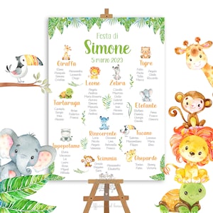 Tableau SAVANA - PDF - File da stampare  - battesimo, compleanno, comunione, cresima, segnatavolo, segnaposto, decorazioni battesimo