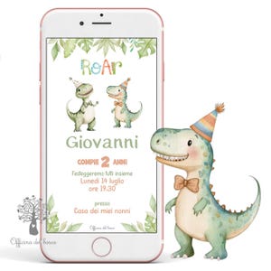 Invito  Digitale  DINOSAURI T-REX, invito  dinosauro, invito al museo, invito battesimo, invito compleanno, brontosauro, comunione, cresima