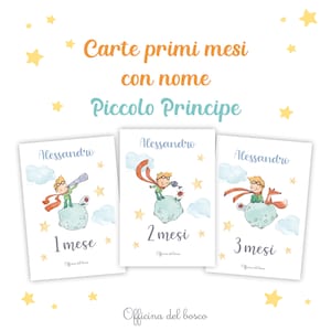 Card primi mesi  PICCOLO PRINCIPE  - STAMPA primi mesi del bambino, card compi mese, mese per mese , idea regalo neonato, nascita, crescita