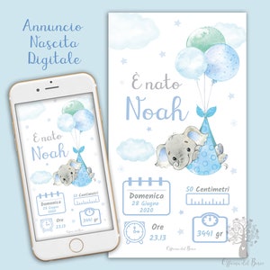 Annuncio Nascita BABY digitale whatsapp - Biglietto nascita - bambino, bambina, rosa o azzurro, bebè, neonato, Nascita