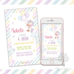 Invito Digitale whatsapp UNCORNO primo compleanno,  compleanno ,battesimo, cresima, annuncio nascita, neonato