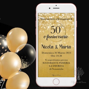 Invito digitale per Anniversario di matrimonio ideale per festeggiare 10 anni, 20 anni, 30 anni, 40 anni, 50 anni  da inviare con whatsapp
