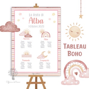 TABLEAU Digitale Sole, Aurora, Crepuscolo, Tramonto Boho, bambina, battesimo, compleanno, comunione, cresima, segnatavolo, segnaposto