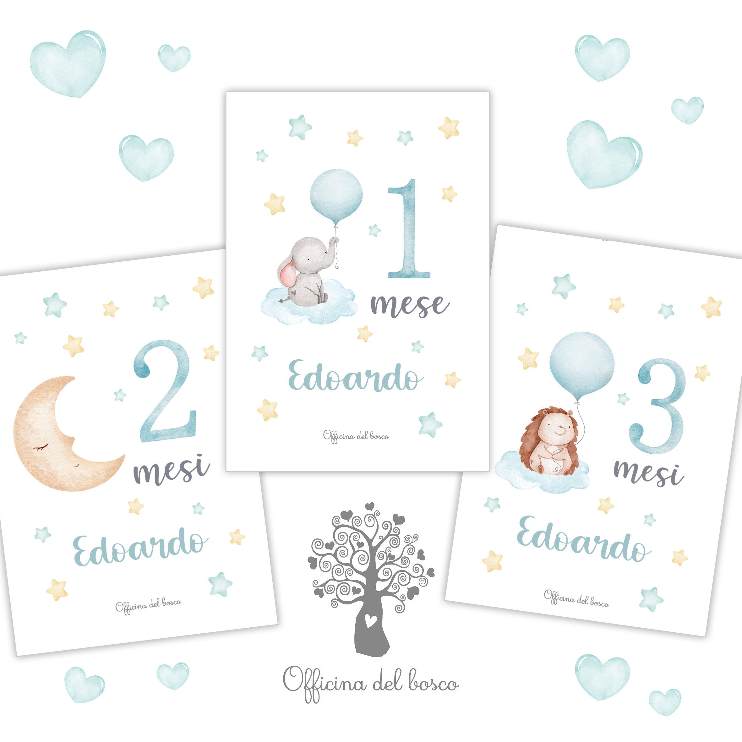 Carte Primi 12 Mesi Personalizzate Con Nome | Milestone Baby | Ricordi Primo Anno | Idea Regalo Nascita - Italia - 5