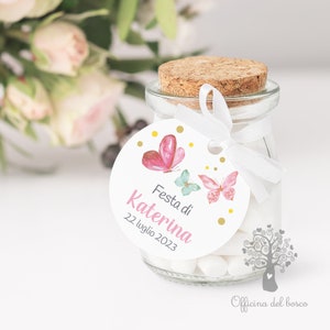 BIGLIETTO Farfalle bomboniera  NO VASETTO, Tag rotondo è nata, rosa e azzurro, nascita bambino, baby personalizzabili, bomboniera battesimo