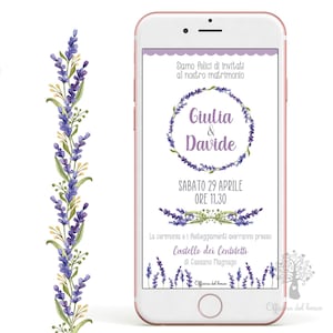 Invito LAVANDA MATRIMONIO whatsapp -  invito festa cerimonia, save the date, Battesimo, cresima, comunione, compleanno, girasole