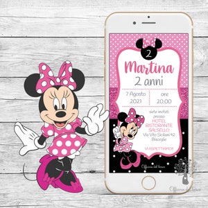 Invito TOPOLINA MINNIE invito festa , 1 anno, 2 anni, Battesimo, compleanno, comunione, cresima