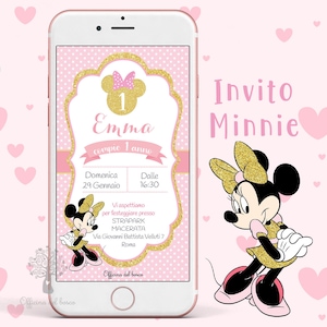 Invito TOPOLINA MINNIE oro, rosa o rosso invito festa , 1 anno, 2 anni, Battesimo, compleanno, comunione, cresima