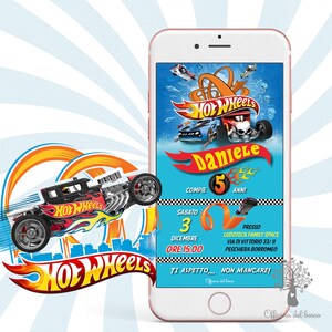 Invito Digitale Hot Wheels, invito festa, 2 anni, 3 anni, 4 anni e 5 anni, 6 anni, 7 anni compleanno, comunione, cresima bambino, bat Wheels