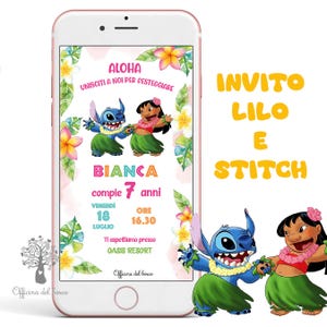 Invito lilo e stitch festa compleanno, 2 anni, 3 anni, 4 anni, 5 anni, 6 anni Battesimo, compleanno bambino, bambina, simpatico