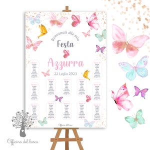 TABLEAU FARFALLE, segnatavolo, segnaposto Cerimonia, bambino, bambina, battesimo, compleanno, comunione, cresima, segnatavolo, segnaposto