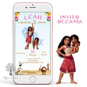 Invito OCEANIA Moana baby invito festa, 1 anno, 2 anni, 3 anni, 4 anni e 5 anni, 6 anni Battesimo, compleanno, primo compleanno  bambina