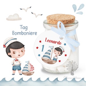 BIGLIETTO bomboniera Marinaio NO VASETTO è nato, nascita bambino, battesimo, primo compleanno, compleanno, cresima, comunione, segnaposto