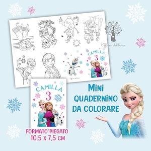 Mini quaderno da colorare, FROZEN compleanno, Regalo bambini, 2 anni, 3 anni, 4 anni, pastelli a cera,  disegni, bambini, party kit festa