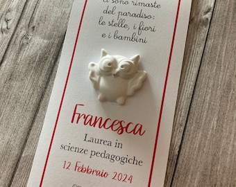 Segnalibro con gessetto bianco, diverse fantasie, bomboniera,  segnaposto, battesimo, compleanno, nascita, laurea, matrimonio