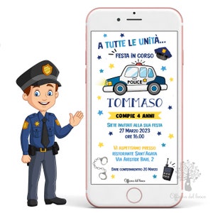 Invitation POLICE birthday for child, party invitation , 1 year, 2 years, 3 years, 4 years, 5 years, 6 years birthday, communion, confirmation