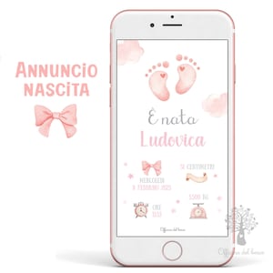 Annuncio Nascita BABY digitale whatsapp - Biglietto nascita - bambino, bambina, rosa o azzurro, bebè, neonato, Nascita