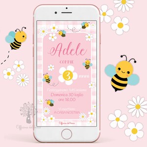 Invito digitale - invito festa MARGHERITE e API whatsapp, party kit, Nascita, Battesimo, compleanno, comunione, cresima