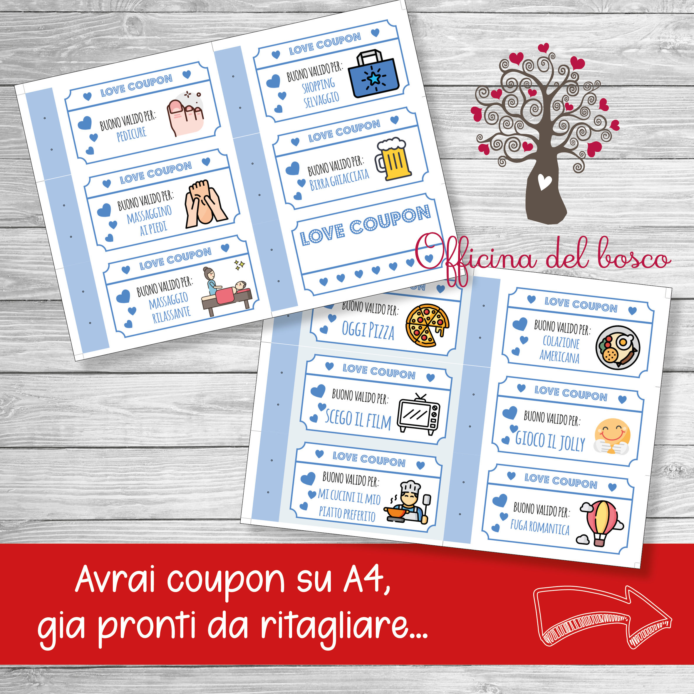 Love Coupon , 12 coupon pronti più 6 da compilare, buoni romantici,  anniversario di matrimonio, Idea Regalo di San Valentino, Natale -   Italia