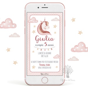 Invito Digitale whatsapp UNICORNO e ARCOBALENO festa personalizzabile  invito festa party kit, Battesimo, compleanno, 1 anno, 2 anni