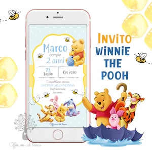 Invito WINNIE THE POOH invito festa a tema-  Invito Nascita, Battesimo, compleanno, bambino o bambina, rosa o azzurro