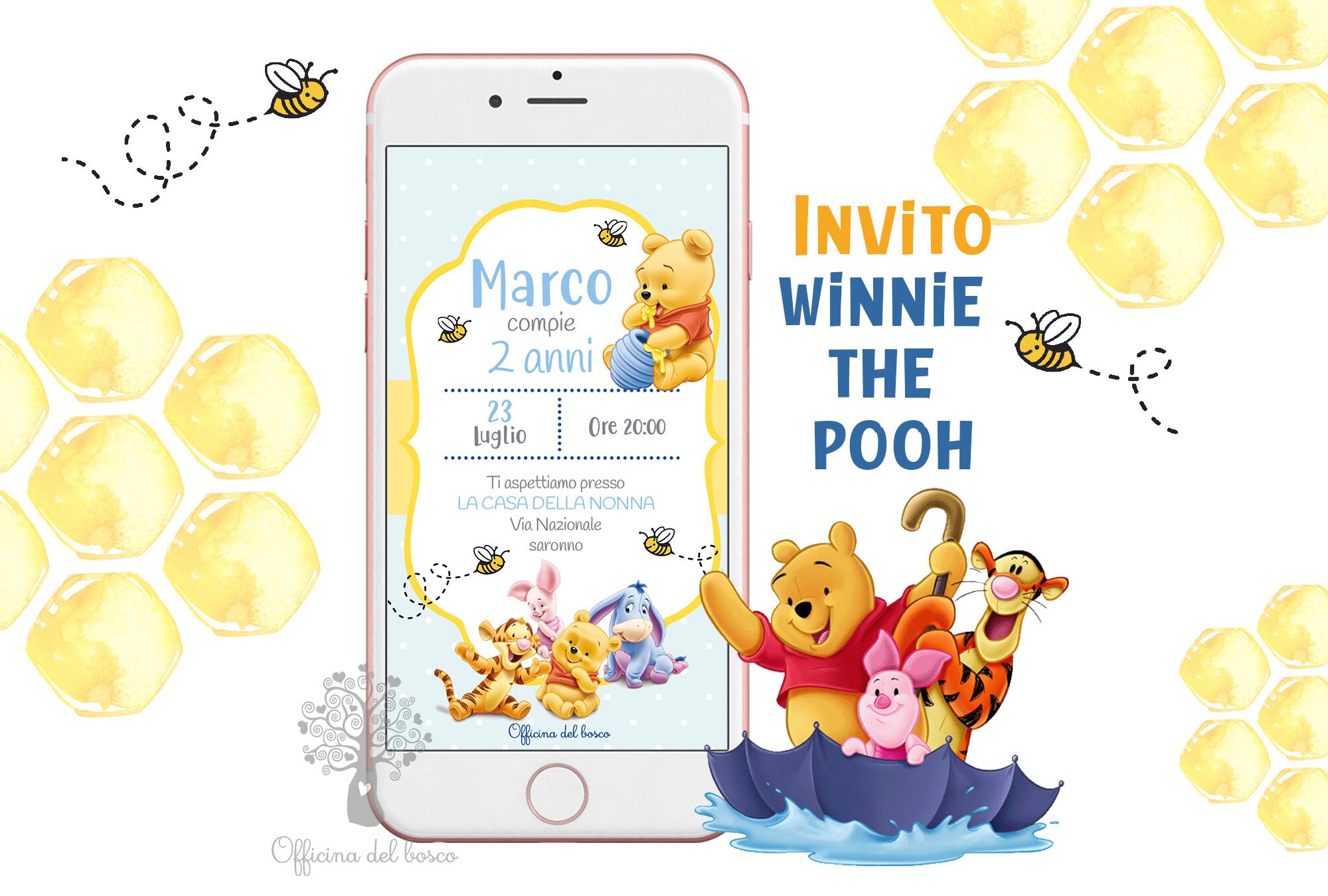 Invito Winnie The Pooh Invito Festa A Tema Invito Nascita Etsy