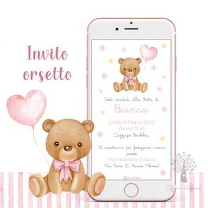 Invito ORSETTI invito festa, 1 anno, 2 anni, Battesimo, compleanno, comunione, cresima