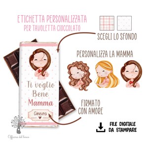 Etichetta Digitale MAMMA, da stampare, barretta cioccolata personalizzata festa della mamma, compleanno, Idea regalo, natale, mamma
