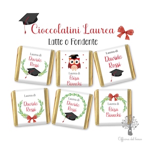 Cioccolatini con Etichette personalizzate per LAUREA o DIPLOMA, idea segnaposto, o per accompagnare i vostri festeggiamenti in modo unico