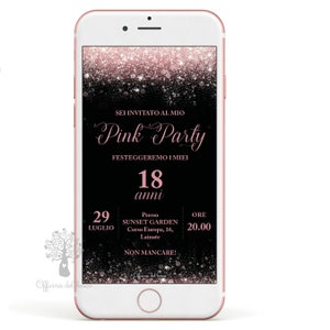 Invito digitale GLITTER argento, rosa o oro  invito festa, 18 anni, 20 anni, 30 anni, 40 anni, 50 anni compleanno